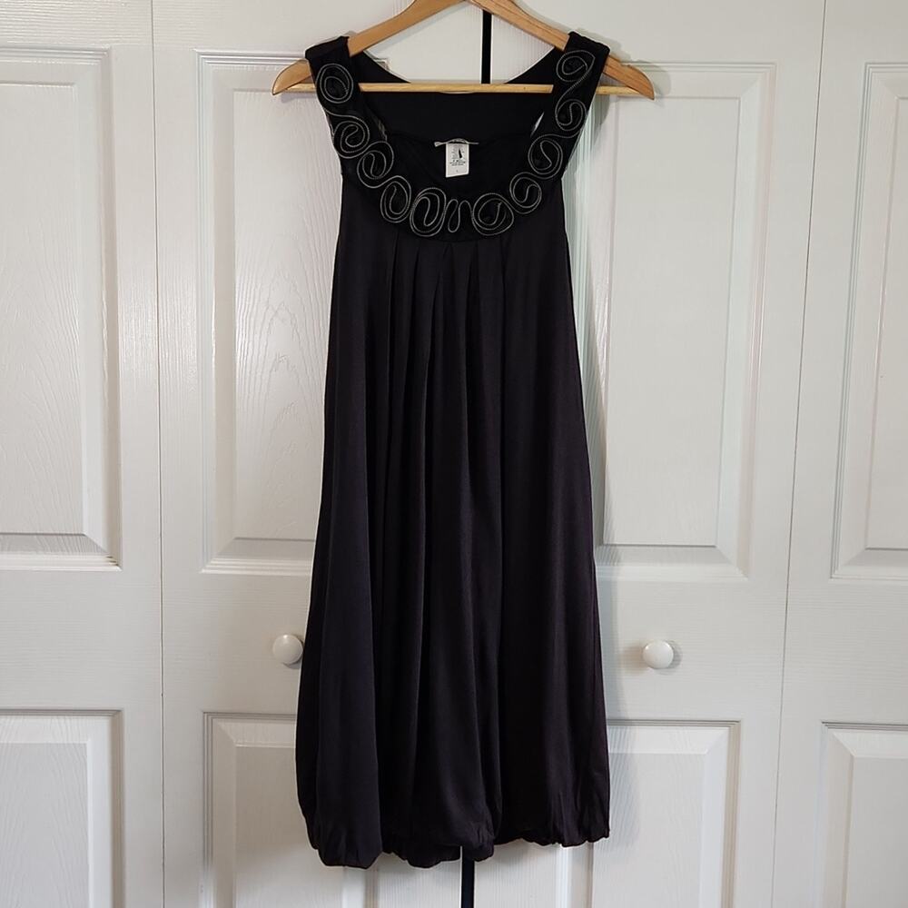 Vintage Vibe Womens Black Dress Size SM Sleeveless Zipper Deco Bubble Hem Unique